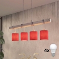 BRILAGI - LED-riippuvalaisin vaijerilla NUBILA 4xE27/60W/230V harmaa/punainen