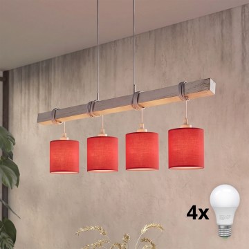 BRILAGI - LED-riippuvalaisin vaijerilla NUBILA 4xE27/60W/230V harmaa/punainen