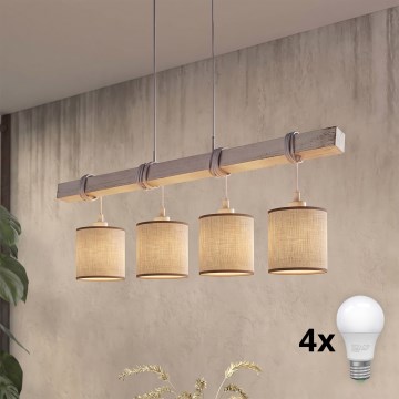 BRILAGI - LED-riippuvalaisin vaijerilla NUBILA 4xE27/60W/230V harmaa/ruskea