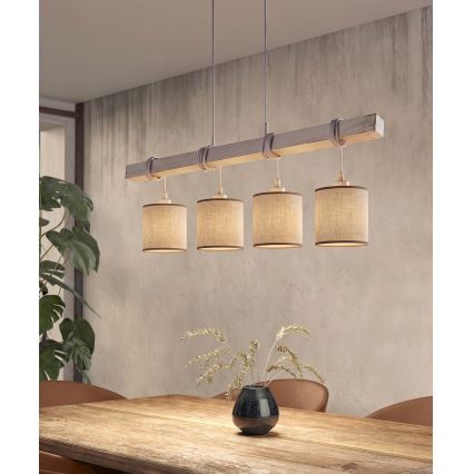 BRILAGI - LED-riippuvalaisin vaijerilla NUBILA 4xE27/60W/230V harmaa/ruskea