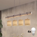 BRILAGI - LED-riippuvalaisin vaijerilla NUBILA 4xE27/60W/230V harmaa/vaaleanruskea
