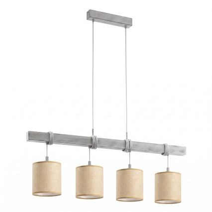 BRILAGI - LED-riippuvalaisin vaijerilla NUBILA 4xE27/60W/230V harmaa/vaaleanruskea