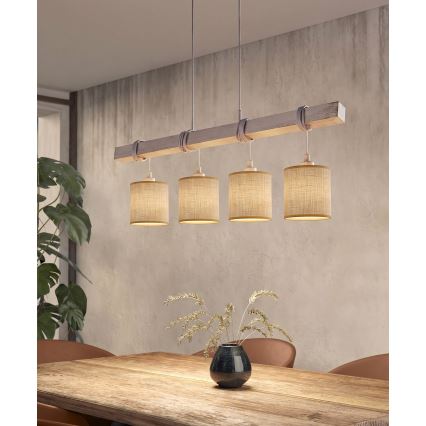 BRILAGI - LED-riippuvalaisin vaijerilla NUBILA 4xE27/60W/230V harmaa/vaaleanruskea