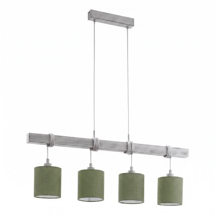BRILAGI - LED-riippuvalaisin vaijerilla NUBILA 4xE27/60W/230V harmaa/vihreä