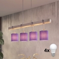 BRILAGI - LED-riippuvalaisin vaijerilla NUBILA 4xE27/60W/230V harmaa/violetti