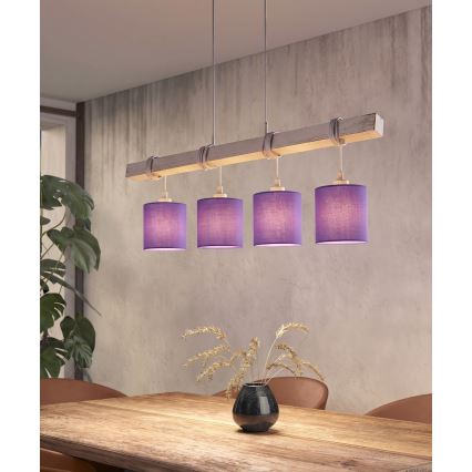 BRILAGI - LED-riippuvalaisin vaijerilla NUBILA 4xE27/60W/230V harmaa/violetti