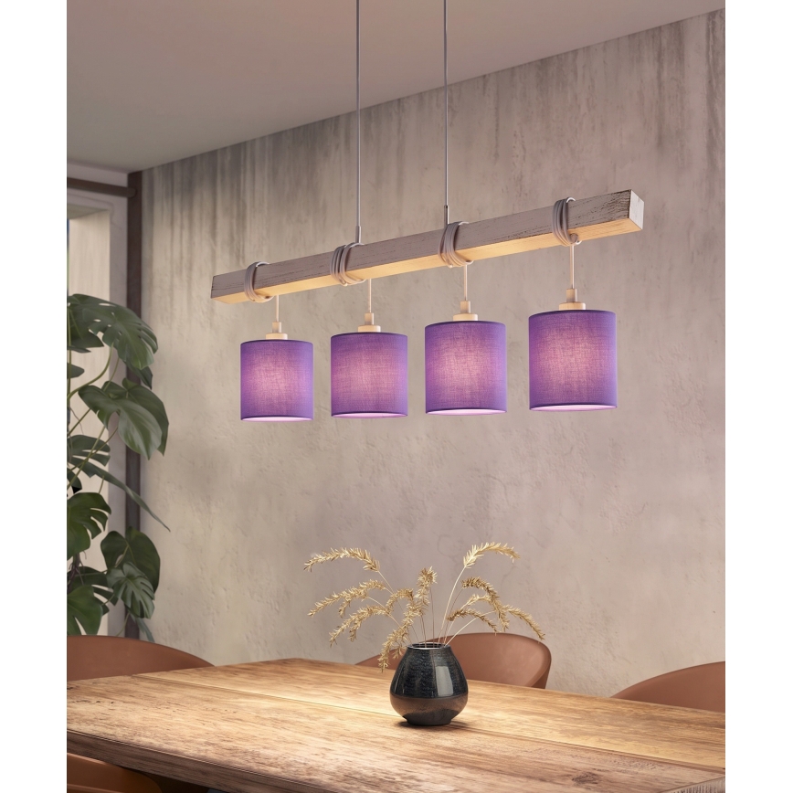 BRILAGI - LED-riippuvalaisin vaijerilla NUBILA 4xE27/60W/230V harmaa/violetti