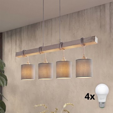 BRILAGI - LED-riippuvalaisin vaijerilla NUBILA 4xE27/60W/230V vaaleanharmaa
