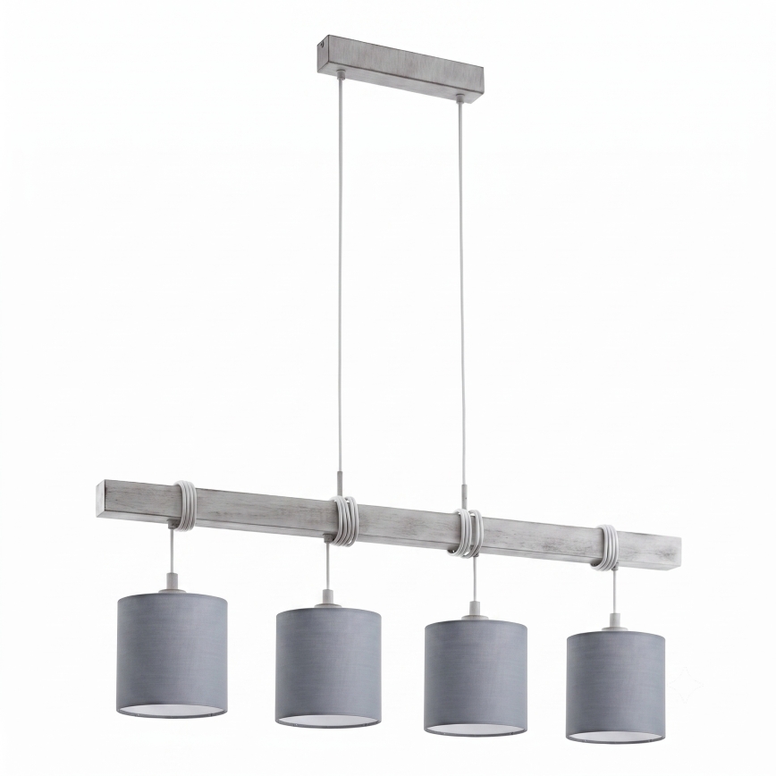 BRILAGI - LED-riippuvalaisin vaijerilla NUBILA 4xE27/60W/230V vaaleanharmaa