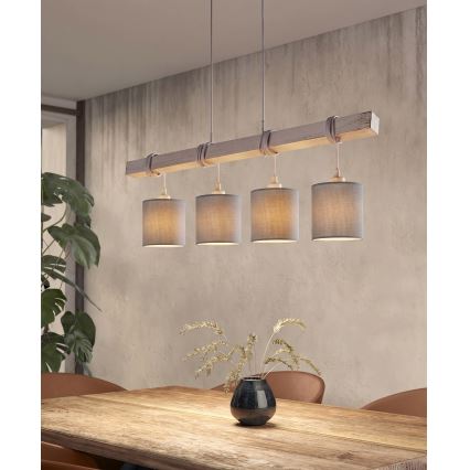 BRILAGI - LED-riippuvalaisin vaijerilla NUBILA 4xE27/60W/230V vaaleanharmaa