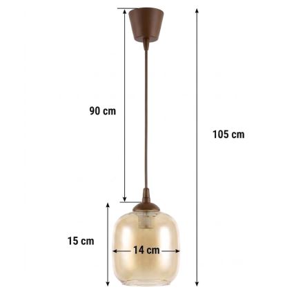 BRILAGI - LED-riippuvalaisin kaapelilla RETRO GLASS 1xE27/60W/230V halkaisija 14 cm ruskea/savunruskea