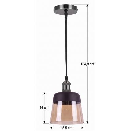 BRILAGI - LED-riippuvalaisin johdolla RETRO GLASS 1xE27/60W/230V halkaisija 15,5 cm musta/savunbeige