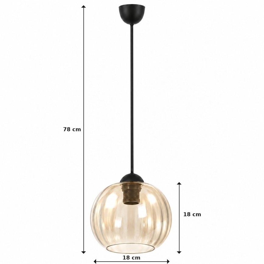 BRILAGI - LED-riippuvalaisin johdolla RETRO GLASS 1xE27/60W/230V halkaisija 18 cm musta/savunruskea