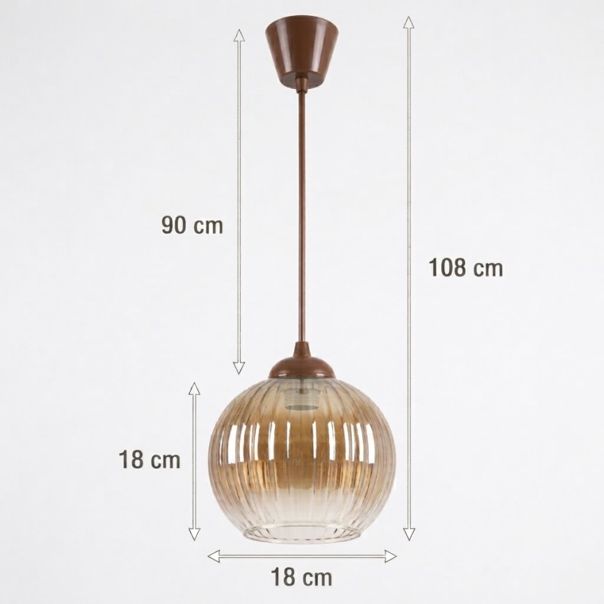 BRILAGI - LED-riippuvalaisin johdolla RETRO GLASS 1xE27/60W/230V halkaisija 18 cm ruskea/savunruskea