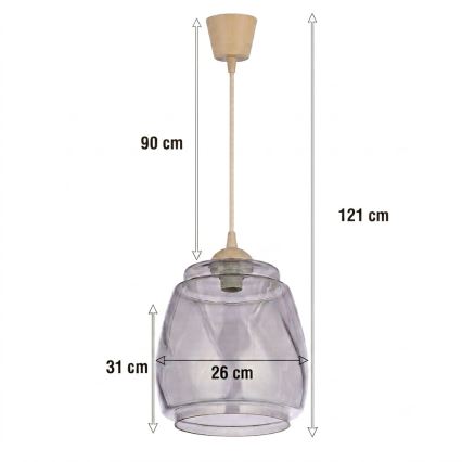 BRILAGI - LED-riippuvalaisin vaijerilla RETRO GLASS 1xE27/60W/230V halkaisija 26 cm beige/savunharmaa