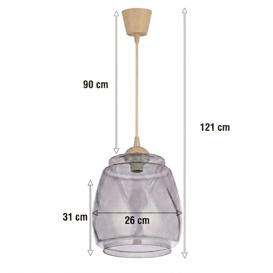 BRILAGI - LED-riippuvalaisin vaijerilla RETRO GLASS 1xE27/60W/230V halkaisija 26 cm beige/savunharmaa