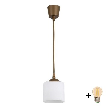 BRILAGI - LED-riippuvalaisin vaijerilla RETRO GLASS 1xE27/60W/230V halkaisija 10 cm ruskea/valkoinen