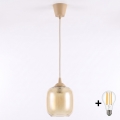 BRILAGI - LED-riippuvalaisin vaijerilla RETRO GLASS 1xE27/60W/230V, halkaisija 14 cm, beige/savunruskea