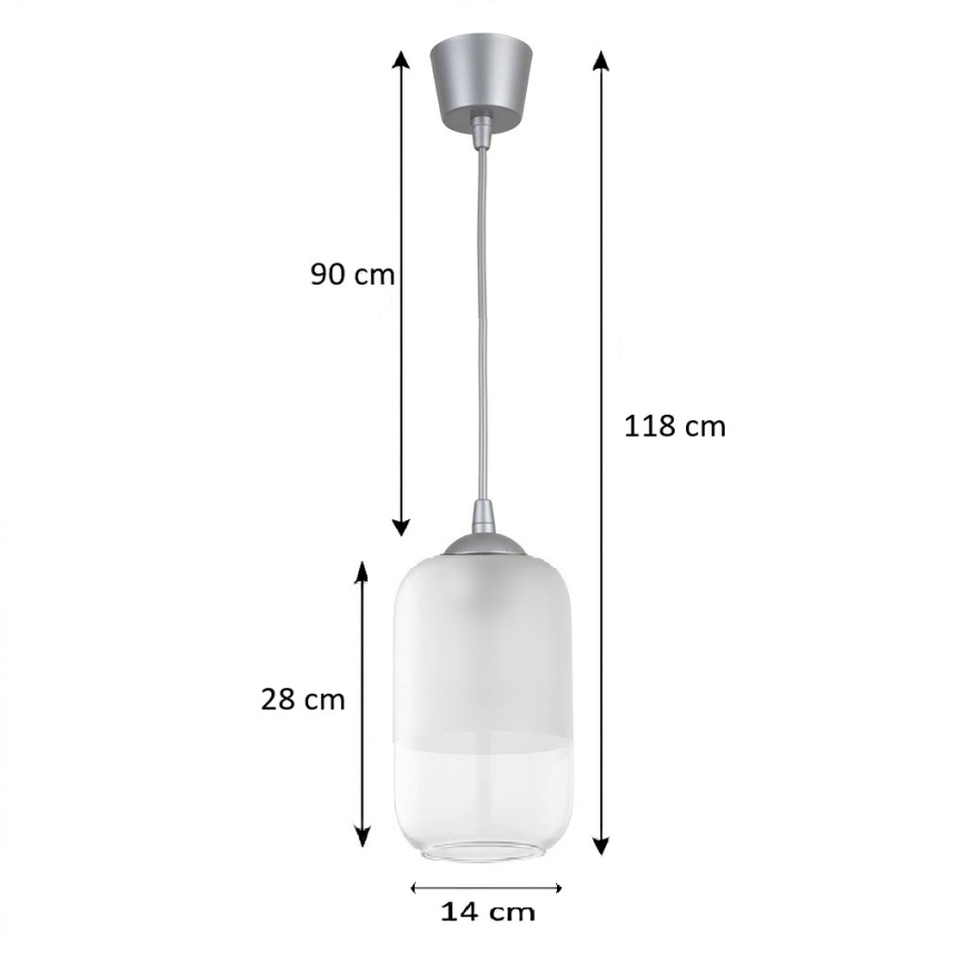 BRILAGI - LED-riippuvalaisin vaijerilla RETRO GLASS 1xE27/60W/230V halkaisija 14 cm hopea/valkoinen