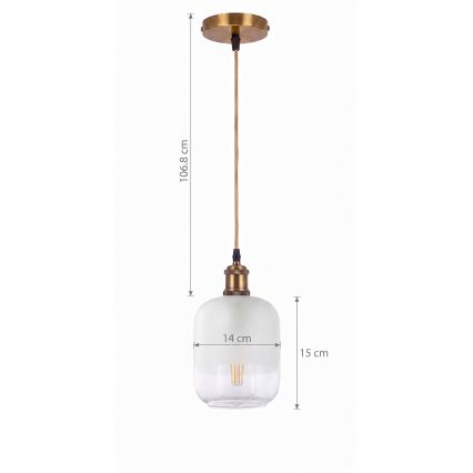 BRILAGI - LED-riippuvalaisin vaijerilla RETRO GLASS 1xE27/60W/230V halkaisija 14 cm kultainen/valkoinen