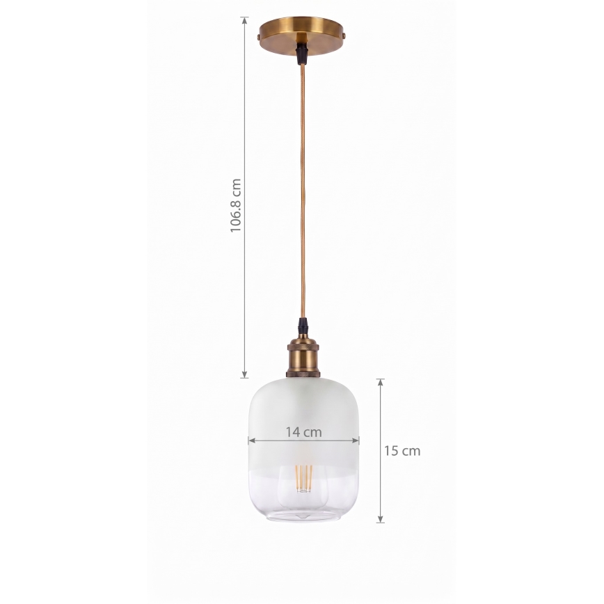 BRILAGI - LED-riippuvalaisin vaijerilla RETRO GLASS 1xE27/60W/230V halkaisija 14 cm kultainen/valkoinen