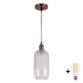 BRILAGI - LED-riippuvalaisin vaijerilla RETRO GLASS 1xE27/60W/230V halkaisija 14 cm kupari/valkoinen