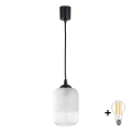 BRILAGI - LED-riippuvalaisin vaijerilla RETRO GLASS 1xE27/60W/230V halkaisija 14 cm musta/valkoinen