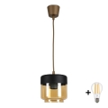 BRILAGI - LED-riippuvalaisin vaijerilla RETRO GLASS 1xE27/60W/230V halkaisija 14 cm ruskea/savunbeige/musta