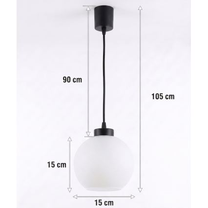 BRILAGI - LED-riippuvalaisin vaijerilla RETRO GLASS 1xE27/60W/230V halkaisija 15 cm musta/valkoinen