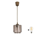 BRILAGI - LED-riippuvalaisin vaijerilla RETRO GLASS 1xE27/60W/230V halkaisija 15 cm ruskea/savunbeige