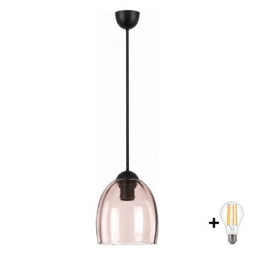 BRILAGI - LED-riippuvalaisin vaijerilla RETRO GLASS 1xE27/60W/230V halkaisija 17 cm musta/savunvaalea beige