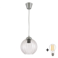 BRILAGI - LED-riippuvalaisin vaijerilla RETRO GLASS 1xE27/60W/230V halkaisija 18 cm hopea/kirkas