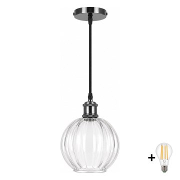 BRILAGI - LED-riippuvalaisin vaijerilla RETRO GLASS 1xE27/60W/230V halkaisija 18 cm musta/kirkas