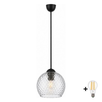 BRILAGI - LED-riippuvalaisin vaijerilla RETRO GLASS 1xE27/60W/230V halkaisija 18 cm musta/savunharmaa