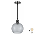 BRILAGI - LED-riippuvalaisin vaijerilla RETRO GLASS 1xE27/60W/230V halkaisija 18 cm musta/savunharmaa