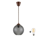 BRILAGI - LED-riippuvalaisin vaijerilla RETRO GLASS 1xE27/60W/230V halkaisija 18 cm ruskea/savunharmaa