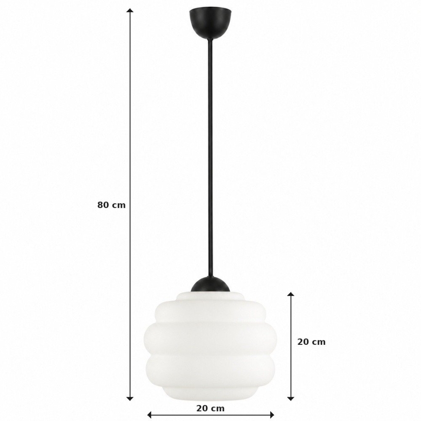 BRILAGI - LED-riippuvalaisin vaijerilla RETRO GLASS 1xE27/60W/230V halkaisija 20 cm musta/valkoinen