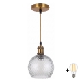 BRILAGI - LED-riippuvalaisin vaijerilla RETRO GLASS 1xE27/60W/230V halkaisija 25 cm kultainen/savunharmaa