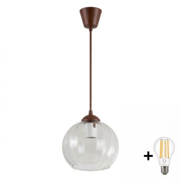 BRILAGI - LED-riippuvalaisin vaijerilla RETRO GLASS 1xE27/60W/230V halkaisija 25 cm ruskea/kirkas