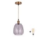 BRILAGI - LED-riippuvalaisin vaijerilla RETRO GLASS 1xE27/60W/230V halkaisija 26 cm kullanvärinen/savunharmaa