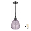 BRILAGI - LED-riippuvalaisin vaijerilla RETRO GLASS 1xE27/60W/230V halkaisija 26 cm musta/savunharmaa