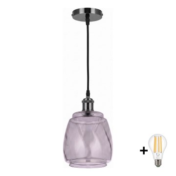 BRILAGI - LED-riippuvalaisin vaijerilla RETRO GLASS 1xE27/60W/230V halkaisija 26 cm musta/savunharmaa