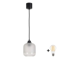 BRILAGI - LED-riippuvalaisin vaijerilla RETRO GLASS 1xE27/60W/230V Ø 14 cm musta/valkoinen