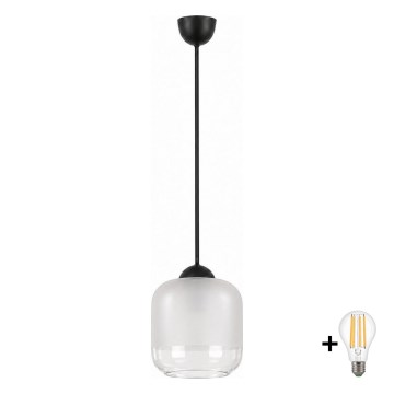 BRILAGI - LED-riippuvalaisin vaijerilla RETRO GLASS 1xE27/60W/230V Ø 14 cm musta/valkoinen