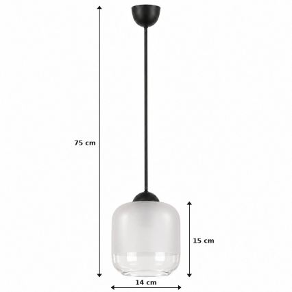 BRILAGI - LED-riippuvalaisin vaijerilla RETRO GLASS 1xE27/60W/230V Ø 14 cm musta/valkoinen
