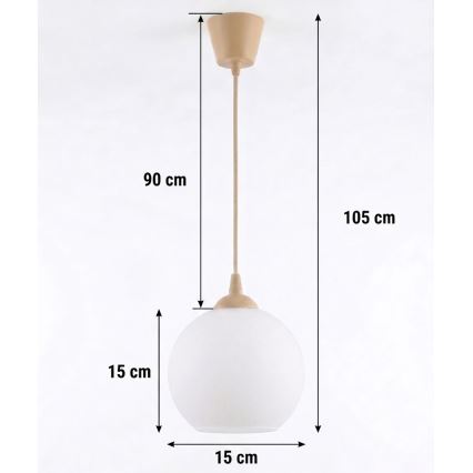 BRILAGI - LED-riippuvalaisin vaijerilla RETRO GLASS 1xE27/60W/230V Ø 15 cm beige/valkoinen