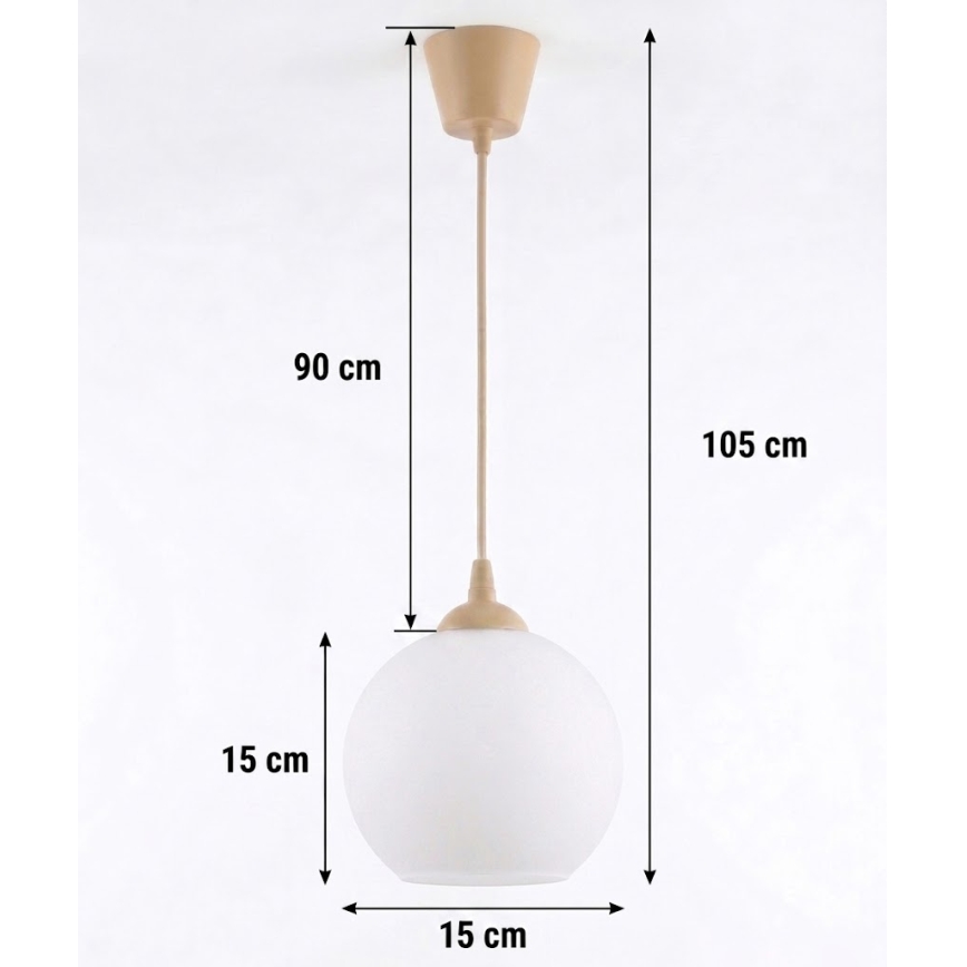 BRILAGI - LED-riippuvalaisin vaijerilla RETRO GLASS 1xE27/60W/230V Ø 15 cm beige/valkoinen