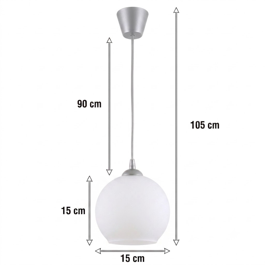 BRILAGI - LED-riippuvalaisin vaijerilla RETRO GLASS 1xE27/60W/230V Ø 15 cm hopea/valkoinen