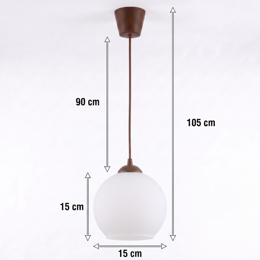 BRILAGI - LED-riippuvalaisin vaijerilla RETRO GLASS 1xE27/60W/230V Ø 15 cm ruskea/valkoinen
