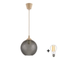 BRILAGI - LED-riippuvalaisin vaijerilla RETRO GLASS 1xE27/60W/230V Ø 18 cm beige/savunharmaa
